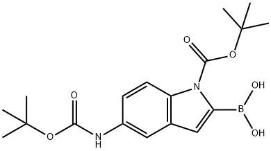 1H-Indole-1-carboxylic acid, 2-borono-5-[[(1,1-dimethylethoxy)carbonyl]amino]-, 1-(1,1-dimethylethyl) ester Structure