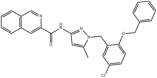 3-Isoquinolinecarboxamide,  N-[1-[[5-chloro-2-(phenylmethoxy)phenyl]methyl]-5-methyl-1H-pyrazol-3-yl]- Structure