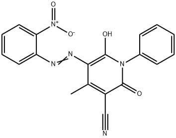 3-Pyridinecarbonitrile,  1,2-dihydro-6-hydroxy-4-methyl-5-[(2-nitrophenyl)azo]-2-oxo-1-phenyl-  (9CI) Structure