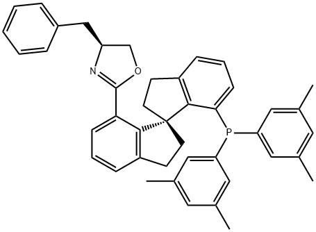 Oxazole,2-[(1S)-7'-[bis(3,5-dimethylphenyl)phosphino]-2,2',3,3'-tetrahydro-1,1'-spirobi[1H-inden]-7-yl]-4,5-dihydro-4-(phenylmethyl)-,(4S)- 구조식 이미지