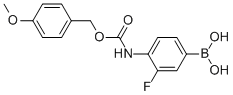 3-FLUORO-4-[(4-METHOXYBENZYLOXY)CARBONYLAMINO]BENZENEBORONIC ACID 98 Structure