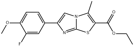 6-(3-플루오로-4-메톡시페닐)-3-메틸이미다조[2,1-B]티아졸-2-카르복실산에틸에스테르 구조식 이미지