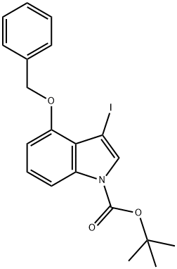 tert-Butyl 4-(benzyloxy)-3-iodo-1H-indole-1-carboxylate, 4-(Benzyloxy)-1-(tert-butoxycarbonyl)-3-iodo-1H-indole Structure