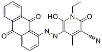 3-Pyridinecarbonitrile,  5-[(9,10-dihydro-9,10-dioxo-1-anthracenyl)azo]-1-ethyl-1,2-dihydro-6-hydroxy-4-methyl-2-oxo-  (9CI) 구조식 이미지