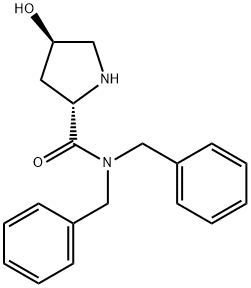 (2S,4R)-4-하이드록시피롤리딘-2-카복실산디벤질아미드 구조식 이미지