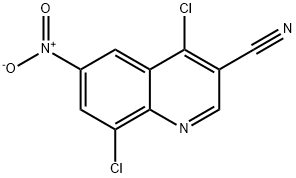 4,8-DICHLORO-6-NITRO-QUINOLINE-3-CARBONITRILE
 Structure