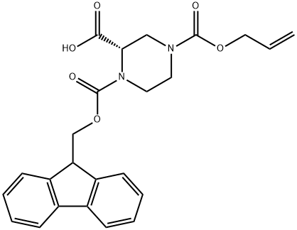 4-ALLYL 1-(9-H-FLUOREN-9-YLMETHYL) HYDROGEN (2S)-PIPERAZINE-1,2,4-TRICARBOXYLATE Structure