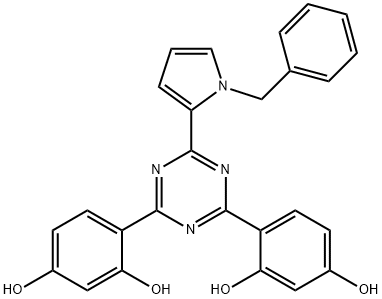 2-(1-Benzyl-1H-pyrrol-2-yl)-4,6-bis(2,4-dihydroxyphenyl)-1,3,5-triazine 구조식 이미지