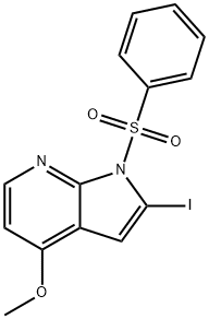 1H-Pyrrolo[2,3-b]pyridine, 2-iodo-4-Methoxy-1-(phenylsulfonyl)- 구조식 이미지