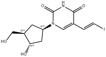 1-(3-hydroxy-4-(hydroxymethyl)cyclopentyl)-5-(2-iodovinyl)-2,4-(1H,3H)-pyrimidinedione Structure