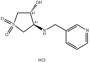 트랜스-1,1-디옥소-4-[(피리딘-3-일메틸)-아미노]-테트라히드로티오펜-3-올디히드로클로라이드 구조식 이미지
