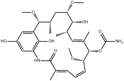 (15R)-18,21-Didehydro-17-demethoxy-18,21-dideoxo-18,21-dihydroxy-15-methoxygeldanamycin Structure