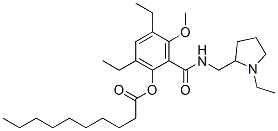 2-Decanoyloxy-3,5-diethyl-N-[(1-ethyl-2-pyrrolidinyl)methyl]-6-methoxybenzamide 구조식 이미지