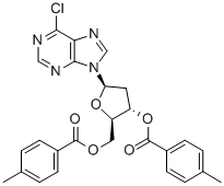 6-CHLORO-9-(3,5-O-DI(P-TOLUOYL)-BETA-D-2-DEOXYRIBOFURANOSYL)퓨린 구조식 이미지