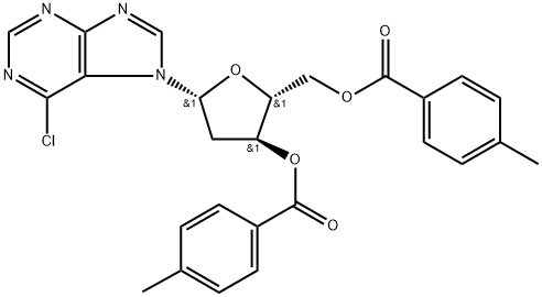 3,5-O-Ditoluoyl 6-Chloropurine-7-β-D-deoxyriboside 구조식 이미지