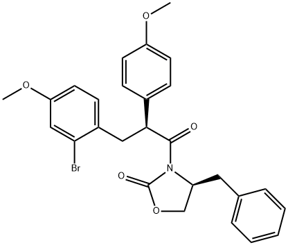 (S)-4-Benzyl-3-[(S)-3-(2-bromo-4-methoxyphenyl)-2-(4-methoxyphenyl) propanoyl]-2-oxazolidinone Structure