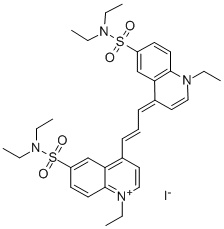 6-[(DIETHYLAMINO)SULFONYL]-4-((E)-3-[6-[(DIETHYLAMINO)SULFONYL]-1-ETHYL-4(1H)-QUINOLINYLIDENE]-1-PROPENYL)-1-ETHYLQUINOLINIUM IODIDE Structure