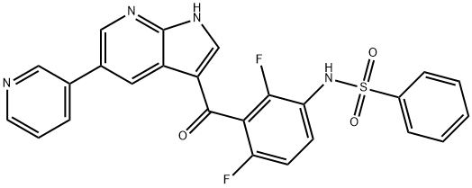 N-[2,4-Difluoro-3-[[5-(3-pyridinyl)-1H-pyrrolo[2,3-b]pyridin-3-yl]carbonyl]phenyl]benzenesulfonamide Structure