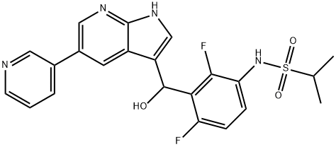 N-(2,4-difluoro-3-(hydroxy(5-(pyridin-3-yl)-1H-pyrrolo[2,3-b]pyridin-3-yl)Methyl)phenyl)propane-2-sulfonaMide 구조식 이미지