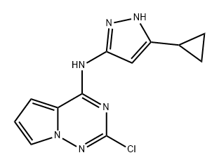 2-Chloro-N-(5-cyclopropyl-1H-pyrazol-3-yl)pyrrolo[2,1-f][1,2,4]triazin-4-aMine 구조식 이미지