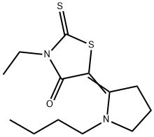 5-(1-butylpyrrolidin-2-ylidene)-3-ethyl-2-thioxothiazolidin-4-one 구조식 이미지