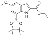 1H-INDOLE-2-CARBOXYLIC ACID, 5-METHOXY-7-(4,4,5,5-TETRAMETHYL-1,3,2-DIOXABOROLAN-2-YL)-, ETHYL ESTER Structure