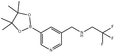 2,2,2-trifluoro-N-((5-(4,4,5,5-tetramethyl-1,3,2-dioxaborolan-2-yl)pyridin-3-yl)methyl)ethanamine hydrochloride Structure