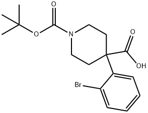 1-BOC-4-(2-브로모페닐)-4-피페리딘디카르복실산 구조식 이미지