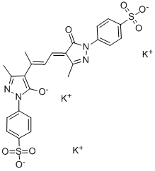 1,1'-BIS(4-SULFOPHENYL)-5,5'-DIHYDROXY-3,3',A-TRIMETHYLPYRAZOLO-4,4'-TRIMETHINE OXONOLE TRIPOTASSIUM SALT Structure