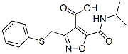 4-Isoxazolecarboxylic  acid,  5-[[(1-methylethyl)amino]carbonyl]-3-[(phenylthio)methyl]- Structure