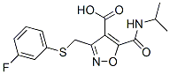 4-Isoxazolecarboxylic  acid,  3-[[(3-fluorophenyl)thio]methyl]-5-[[(1-methylethyl)amino]carbonyl]- Structure