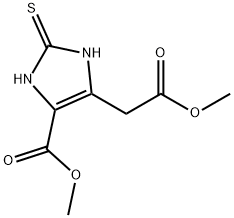 1H-Imidazole-4-acetic acid, 2,3-dihydro-5-(methoxycarbonyl)-2-thioxo-, methyl ester 구조식 이미지