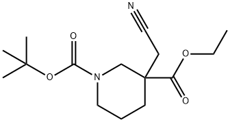 1,3-피페리딘디카르복실산,3-(시아노메틸)-,1-(1,1-디메틸에틸)3-에틸에스테르 구조식 이미지