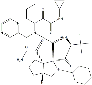 Cyclopenta[c]pyrrole-1-carboxaMide, (2S)-2-cyclohexyl-N-(2-pyrazinylcarbonyl)glycyl-3-Methyl-L-valyl-N-[(1R)-1-[2-(cyclopropylaMino)-2-oxoacetyl]butyl]octahydro-, (1S,3aR,6aS)- Structure