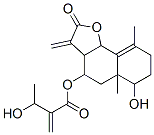 3-Hydroxy-2-methylenebutanoic acid 2,3,3a,4,5,5a,6,7,8,9b-decahydro-6-hydroxy-5a,9-dimethyl-3-methylene-2-oxonaphtho[1,2-b]furan-4-yl ester Structure