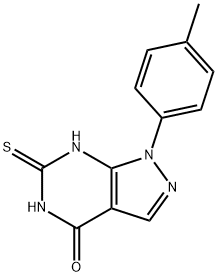 6-MERCAPTO-1-(4-METHYLPHENYL)-1,5-DIHYDRO-4H-PYRAZOLO[3,4-D]PYRIMIDIN-4-ONE 구조식 이미지