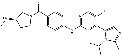 [4-[[5-Fluoro-4-[2-methyl-1-(1-methylethyl)-1H-imidazol-5-yl]-2-pyrimidinyl]amino]phenyl][(3S)-3-(methylamino)-1-pyrrolidinyl]Methanone 구조식 이미지