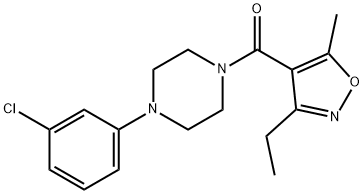 Methanone, [4-(3-chlorophenyl)-1-piperazinyl](3-ethyl-5-methyl-4-isoxazolyl)- Structure