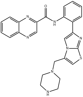 N-[2-[3-(1-Piperazinylmethyl)imidazo[2,1-b]thiazol-6-yl]phenyl]-2-quinoxalinecarboxamide 구조식 이미지