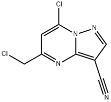 7-클로로-5-(클로로메틸)피라졸로[1,5-a]피리미딘-3-카보니트릴 구조식 이미지