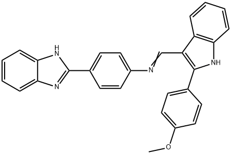 Benzenamine, 4-(1H-benzimidazol-2-yl)-N-((2-(4-methoxyphenyl)-1H-indol -3-yl)methylene)- Structure