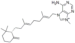 6-Amino-7-[(2E,6E)-3,7-dimethyl-9-(2,2-dimethyl-6-methylenecyclohexane-1β-yl)-2,6-nonadienyl]-9-methyl-9H-purine-7-ium Structure