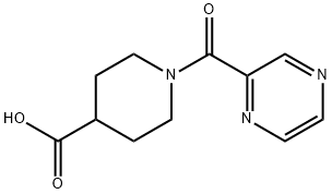 1-(Pyrazine-2-carbonyl)-piperidine-4-carboxylic acid, 98+% C11H13N3O3, MW: 235.24 Structure