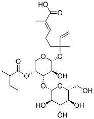 2,6-dimethyl-6-(3-O-(beta-glucopyranosyl)-4-O-(2-methylbutyroyl)alpha-arabinopyranosyloxy)-2,7-octadienoic acid Structure