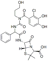 6-(2-(3-(2-chloro-3,4-dihydroxybenzoyl)-3-(3-hydroxypropyl)-1-ureido)-2-phenylacetamido)penicillanic acid 구조식 이미지