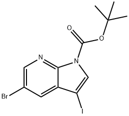 5-BROMO-3-IODO-PYRROLO[2,3-B]PYRIDINE-1-CARBOXYLICACIDTERT-BUTYLESTER Structure