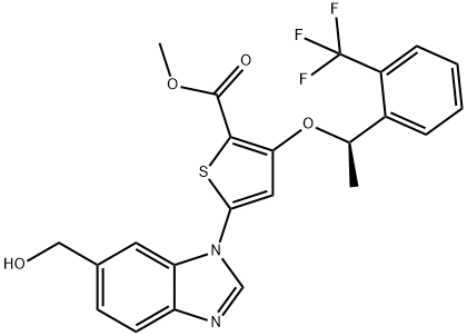 (R)-Methyl 5-(6-(hydroxyMethyl)-1H-benzo[d]iMidazol-1-yl)-3-(1-(2-(trifluoroMethyl)phenyl)ethoxy)thiophene-2-carboxylate 구조식 이미지