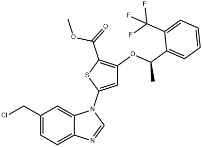 (R)-Methyl 5-(6-(chloroMethyl)-1H-benzo[d]iMidazol-1-yl)-3-(1-(2-(trifluoroMethyl)phenyl)ethoxy)thiophene-2-carboxylate Structure