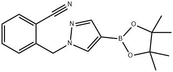 2-(4-(4,4,5,5-Tetramethyl-1,3,2-dioxaborolan-2-yl)-1H-pyrazol-1-yl)benzonitrile 구조식 이미지