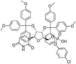 2',3'-O-bis(4,4'-dimethoxytrityl)uridine 5'-(4-chlorophenyl)phosphate Structure